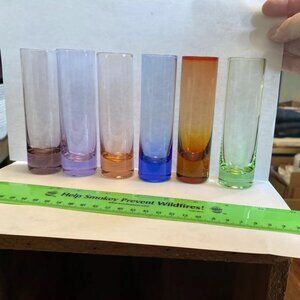 6 - 4 1/2” Tall Neon Shot Glasses Bar Ware